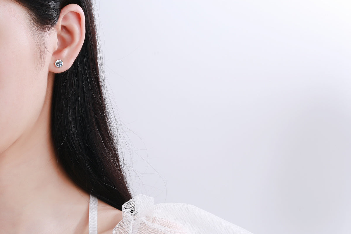 Bezel Solitaire Stud Earrings