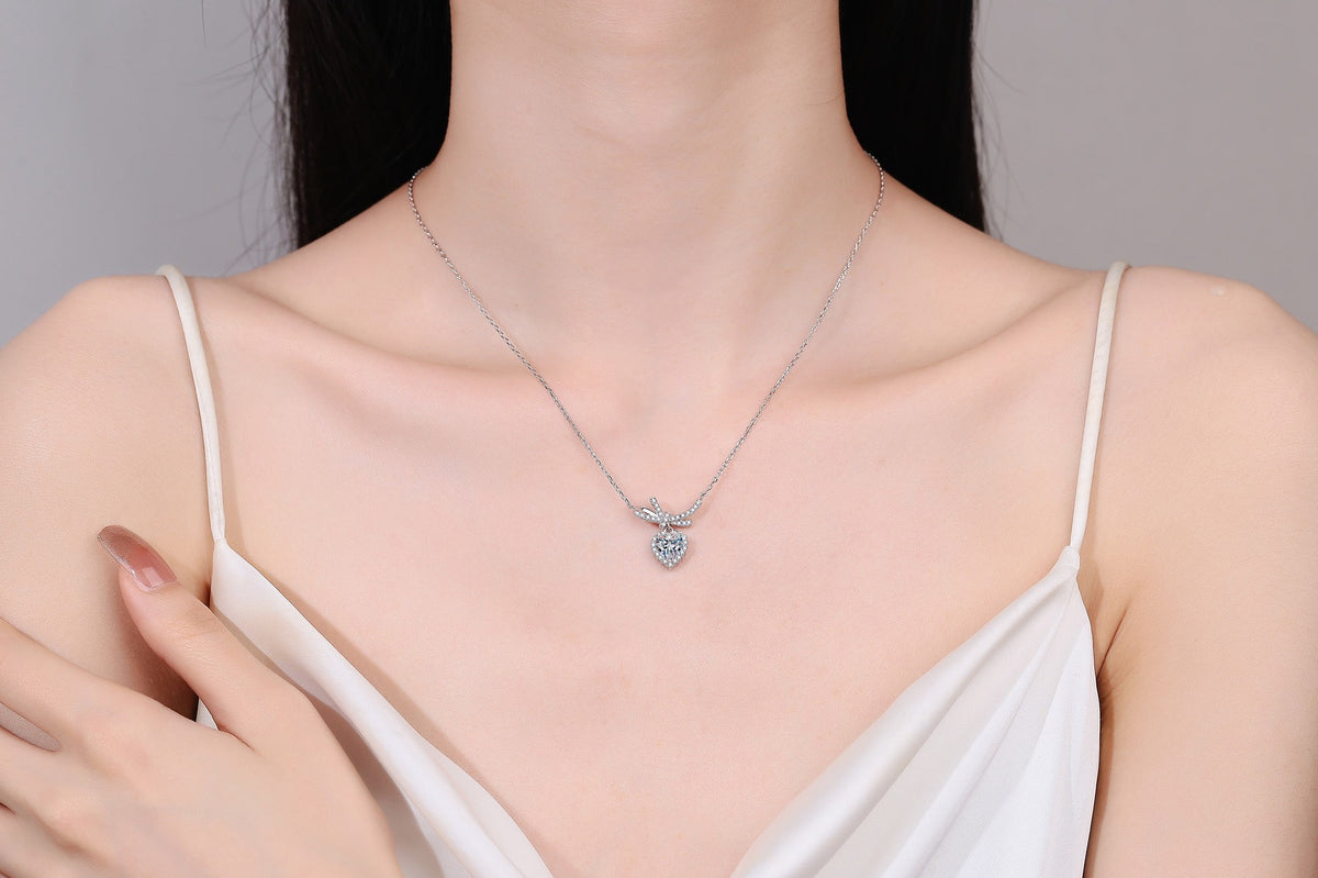 Bow & Heart Pendant Necklace