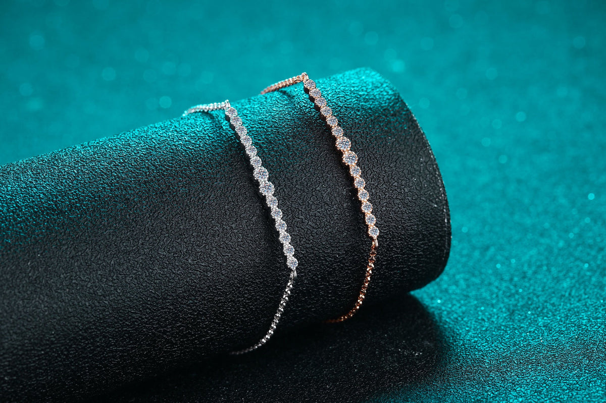 Pave bar slider bracelet on the wrist