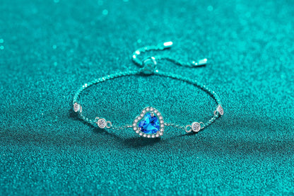 Heart halo slider bracelet in sterling silver