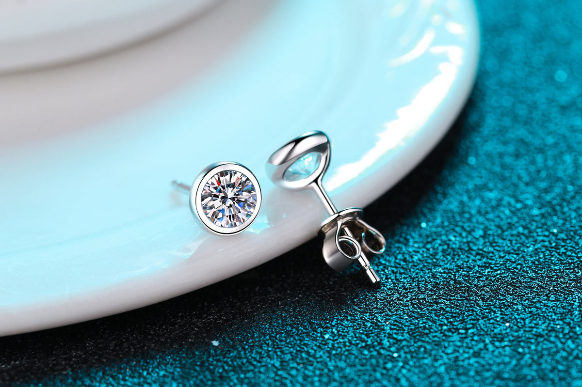 Bezel Solitaire Stud Earrings